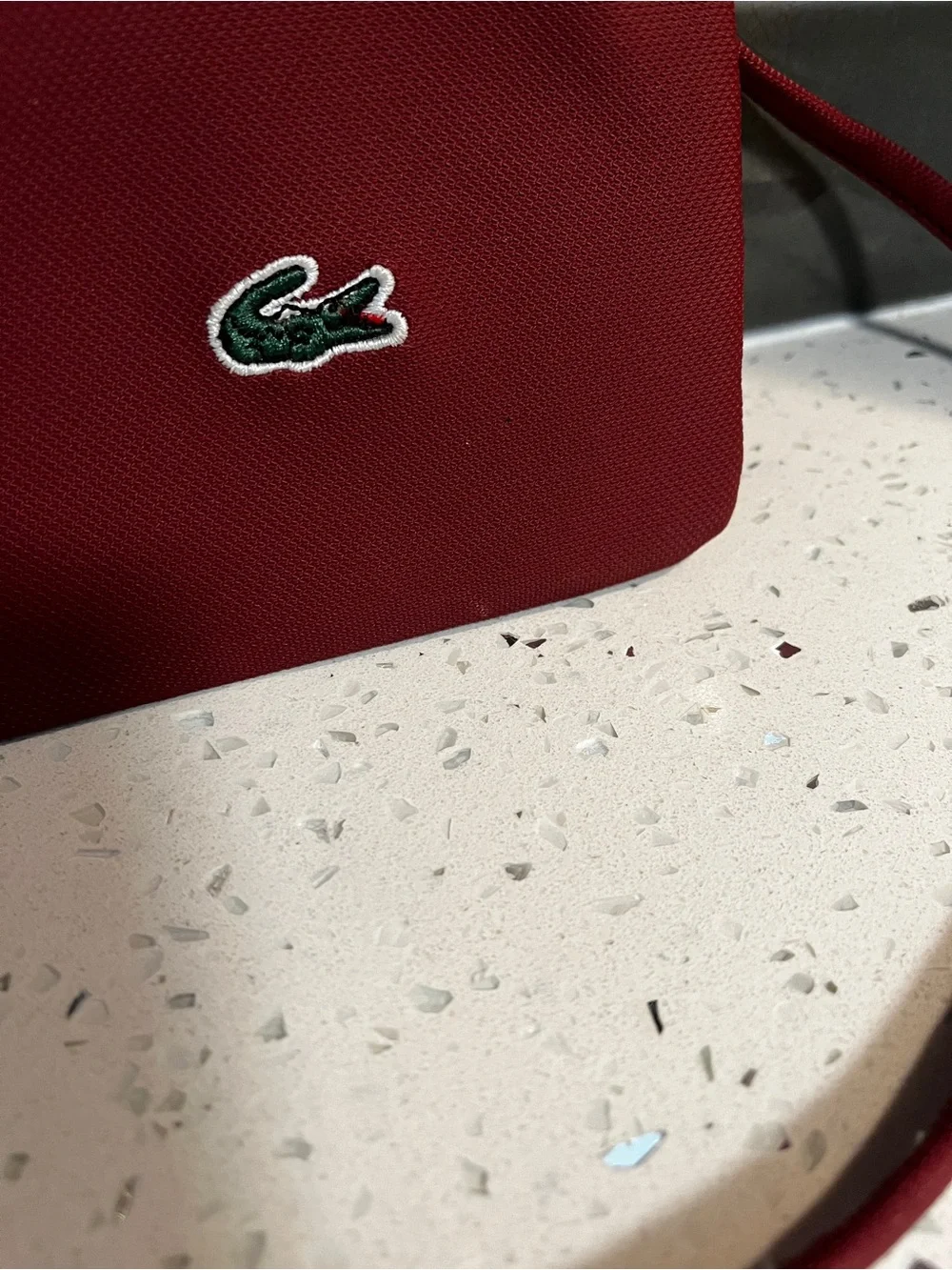 Lacoste Vintage Red Burgundy Crossbody Nylon Shoulder Bag